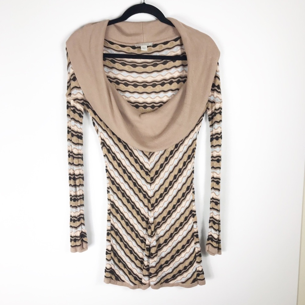 Boston Proper Tunic Sweater Brown Cream Small